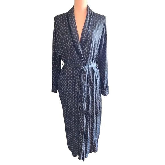 Victoria's Secret Vntg Black White Paisley Print Long Robe with Pockets Large - Picture 5 of 17